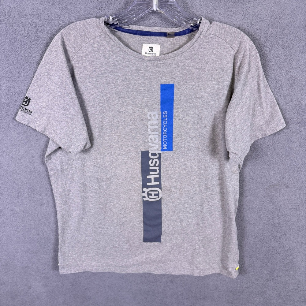 Husqvarna Motorcycles T-Shirt Mens Medium Gray Short Sleeve Graphic Tee Logo
